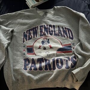 Gildan Gray New England Patriots Crewneck Sweater